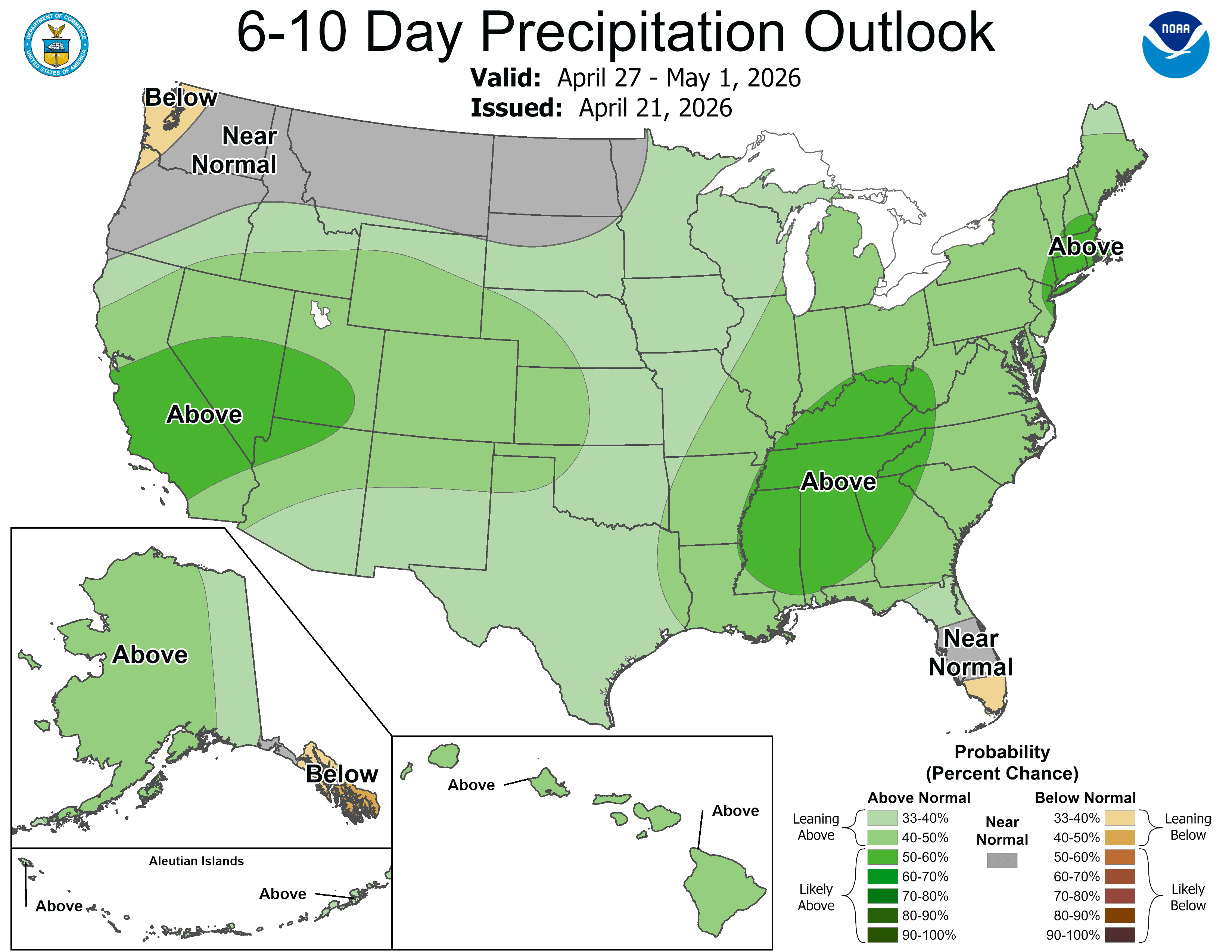 NOAA CPC 6 to 10 day precipitation outlook